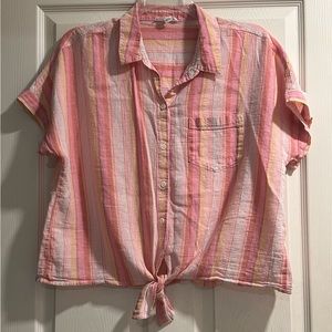 Beachlunch Lounge striped front tie shirt